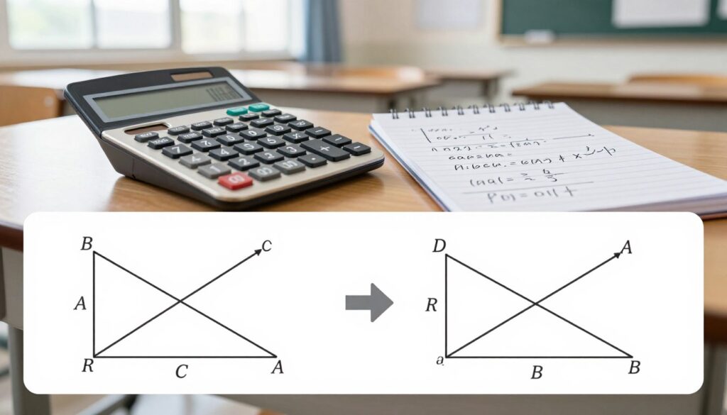 A detailed and informative illustration comparing the substitution method and the method of opposite coefficients for solving systems of equations. In the foreground, display two distinct mathematical graphs, one representing the substitution method with clear functions intersecting elegantly, and the other representing the method of opposite coefficients with contrasting lines. In the middle layer, include a sleek, modern calculator and a notepad with equations written neatly, conveying a professional academic setting. The background should feature a softly lit classroom environment, with light streaming in through large windows, enhancing the focused atmosphere of learning and problem-solving. Aim for a clean, polished image that exudes clarity and professionalism, making the differences in methods visually apparent. The scene should feel engaging yet academic, suitable for educational purposes.