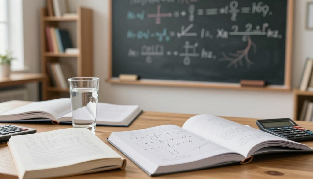 A serene and focused study environment illustrating the concept of logarithms with roots. In the foreground, a wooden desk cluttered with mathematical textbooks and notes, showing handwritten calculations of logarithms and square roots. A clear glass of water sits next to a pocket calculator for illustration. In the middle ground, a blackboard filled with colorful chalk equations, showcasing various examples of logarithms involving square roots. The background features a softly lit room with bookshelves and a window allowing natural light to filter in, creating a warm and inviting atmosphere. The scene is well-composed, capturing an academic yet approachable mood, ideal for learning. A serene and focused study environment illustrating the concept of logarithms with roots. In the foreground, a wooden desk cluttered with mathematical textbooks and notes, showing handwritten calculations of logarithms and square roots. A clear glass of water sits next to a pocket calculator for illustration. In the middle ground, a blackboard filled with colorful chalk equations, showcasing various examples of logarithms involving square roots. The background features a softly lit room with bookshelves and a window allowing natural light to filter in, creating a warm and inviting atmosphere. The scene is well-composed, capturing an academic yet approachable mood, ideal for learning.