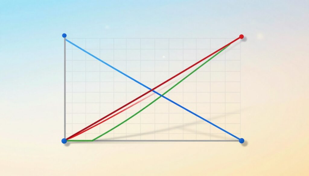 A visually striking interpretation of a system of equations, featuring intersecting lines across a graph. The foreground showcases a three-dimensional coordinate plane, with bright blue, red, and green lines representing different equations, elegantly crossing at various angles. In the middle ground, a grid provides a structured backdrop, enhancing the clarity of the graph, while subtle shadowing adds depth. The background consists of soft gradients of light, transitioning from cool tones at the top to warmer hues below, creating an inviting atmosphere. The lighting is bright yet diffused, highlighting the lines' intersections and creating a sense of harmony. This image evokes a sense of mathematical elegance and clarity, perfect for illustrating the concept of graphical interpretation in systems of equations. A visually striking interpretation of a system of equations, featuring intersecting lines across a graph. The foreground showcases a three-dimensional coordinate plane, with bright blue, red, and green lines representing different equations, elegantly crossing at various angles. In the middle ground, a grid provides a structured backdrop, enhancing the clarity of the graph, while subtle shadowing adds depth. The background consists of soft gradients of light, transitioning from cool tones at the top to warmer hues below, creating an inviting atmosphere. The lighting is bright yet diffused, highlighting the lines' intersections and creating a sense of harmony. This image evokes a sense of mathematical elegance and clarity, perfect for illustrating the concept of graphical interpretation in systems of equations.